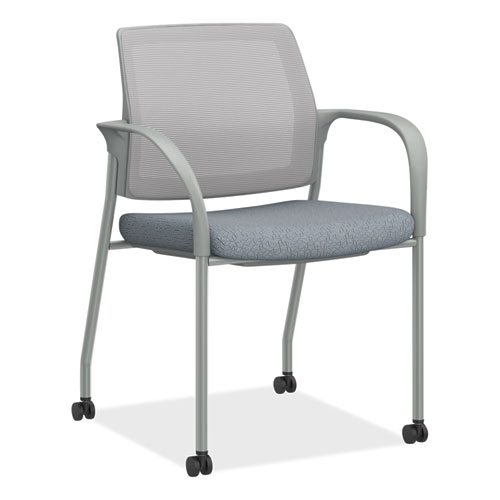 HON® Ignition Series Mesh Back Mobile Stacking Chair, 25 x 21.75 x 33.5, Basalt/Fog, Textured Silver Base, Ships in 7-10 Bus Days