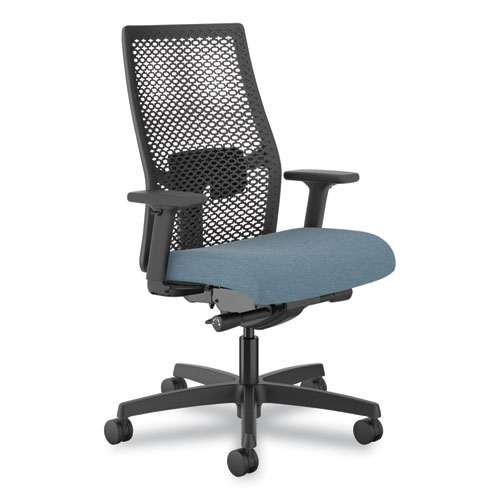 Image of Ignition 2.0 Reactiv Mid-Back Task Chair, 17.25" to 21.75" Seat Height, Blue Fabric Seat, Black Back, Ships in 7-10 Bus Days