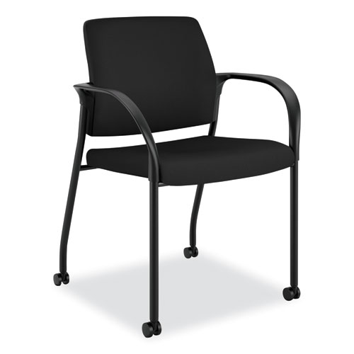 Ignition Series Guest Chair with Arms, Polyester Fabric Seat, 25" x 21.75" x 33.5", Black, Ships in 7-10 Business Days