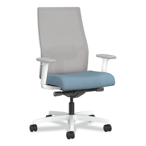Image of Ignition 2.0 4-Way Stretch Mid-Back Mesh Task Chair, White Lumbar Support, Carolina/Fog/White, Ships in 7-10 Business Days
