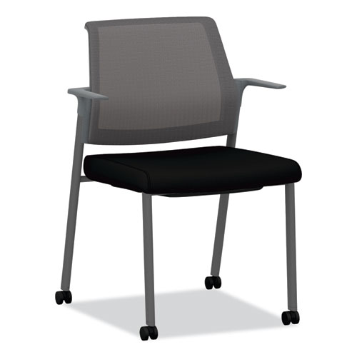 Image of Cipher Mesh Back Guest Chair, 24.25" x 24.13" x 33.5", Black Seat, Charcoal Back, Charcoal Base, Ships in 7-10 Business Days