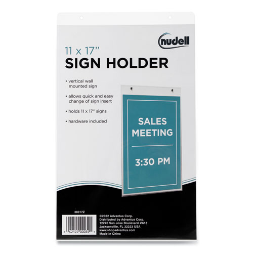 Image of Nudell™ Clear Plastic Sign Holder, Wall Mount, 11 X 17