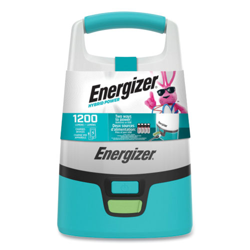 Energizer® Vision Hybrid Lantern, 4 AA (Sold Separately), 1 Rechargeable Lithium Ion (Sold Separately), Teal/White