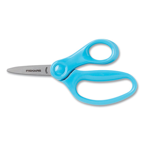 Kids Scissors Classpack, Pointed Tip, 5" Long, 1.75" Cut Length, Straight Assorted Color Handles, 12/Pack