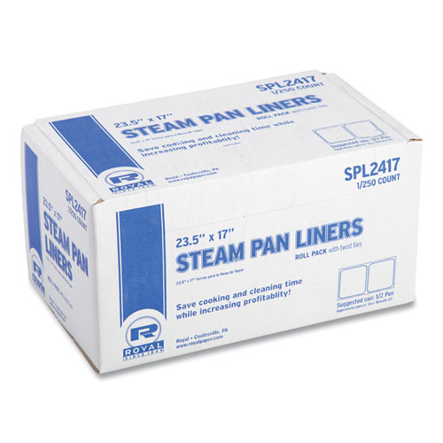 Image of Steam Pan Liners With Twist Ties, For 1/2 Pan Sized Steam Pans, 0.02 mil, 17" x 23.5", 250/Carton