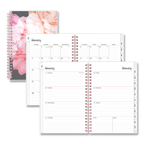 Blue Sky® Joselyn Weekly/Monthly Planner, Joselyn Floral Artwork, 8 X 5, Pink/Peach/Black Cover, 12-Month (Jan To Dec): 2024
