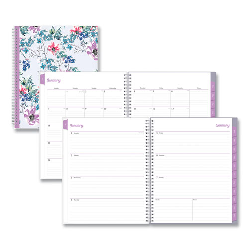 Blue Sky® Laila Create-Your-Own Cover Weekly/Monthly Planner, Wildflower Artwork, 11 x 8.5, Purple/Blue/Pink, 12-Month (Jan-Dec): 2024