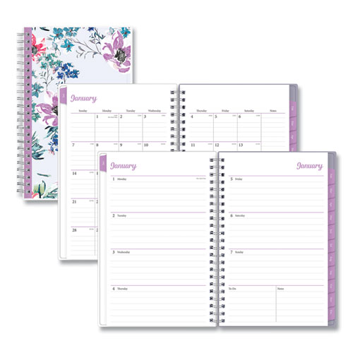 Blue Sky® Laila Create-Your-Own Cover Weekly/Monthly Planner, Wildflower Artwork, 8 X 5, Purple/Blue/Pink, 12-Month (Jan-Dec): 2024