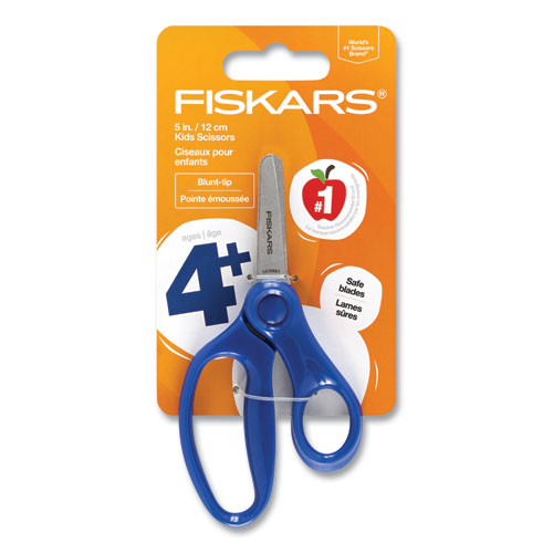 Kids Scissors, Rounded Tip, 5" Long, 1.75" Cut Length, Straight Handle, Randomly Assorted Handle Color