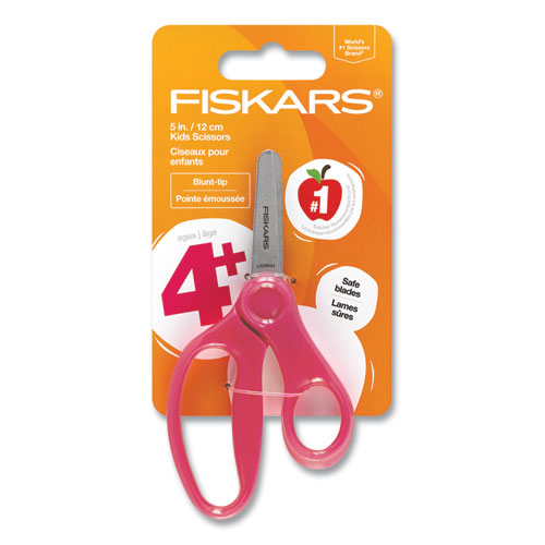 Kids Scissors, Rounded Tip, 5" Long, 1.75" Cut Length, Straight Handle, Randomly Assorted Handle Color