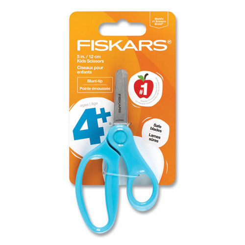 Kids Scissors, Rounded Tip, 5" Long, 1.75" Cut Length, Straight Handle, Randomly Assorted Handle Color