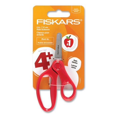 Kids Scissors, Rounded Tip, 5" Long, 1.75" Cut Length, Straight Handle, Randomly Assorted Handle Color