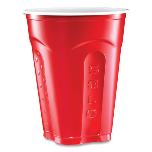 Squared Plastic Party Cups, 18 oz, Red, 240/Carton