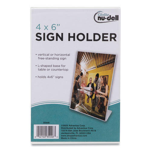 Image of Nudell™ Clear Plastic Sign Holder, Desktop, 4 X 6