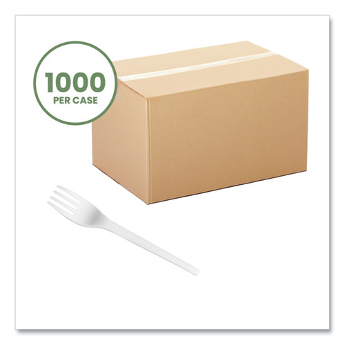 White CPLA Cutlery, Compostable, Fork, 1,000/Carton