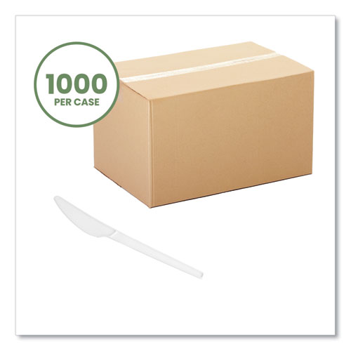 White CPLA Cutlery, Compostable, Knife, 1,000/Carton