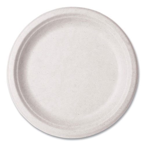 Molded Fiber Tableware, Plate, 9" Diameter, White, 500/Carton