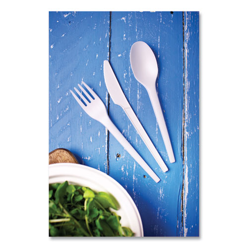 White CPLA Cutlery, General Purpose Spoon, Plastic, 1,000/Carton