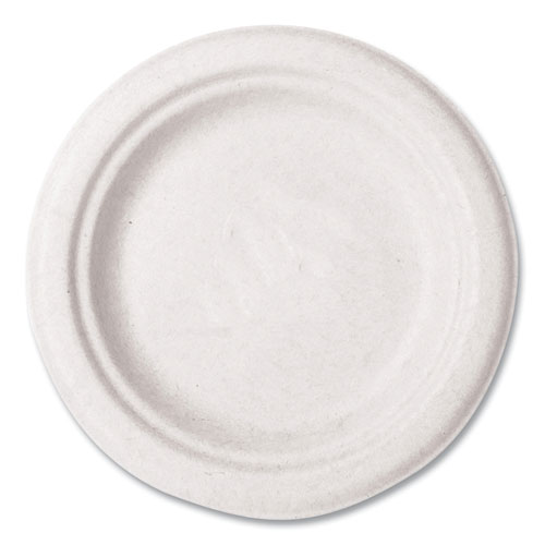 Vegware™ Molded Fiber Tableware, Plate, 10" Diameter, White, 500/Carton