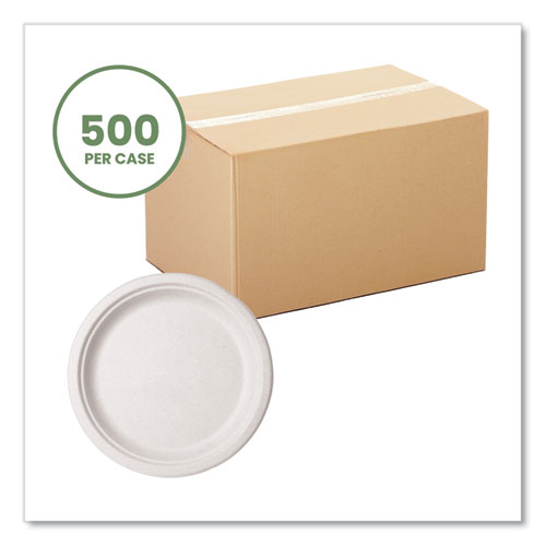 Nourish Molded Fiber Tableware, Compostable, Plate, 10" dia, White, 500/Carton