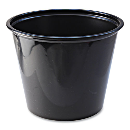 Portion Cups, 5.5 oz, Black, 125/Sleeve, 20 Sleeves/Carton