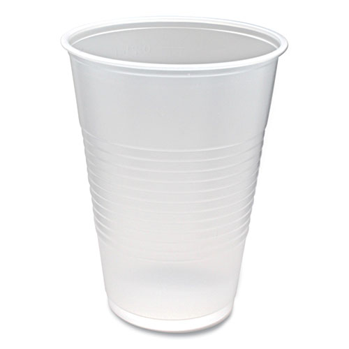 Image of RK Ribbed Cold Drink Cups, 10 oz, Clear, 100/Sleeve, 25 Sleeves/Carton