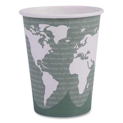 Eco-Products® World Art Renewable And Compostable Hot Cups, 12 Oz, 50/Pack, 20 Packs/Carton