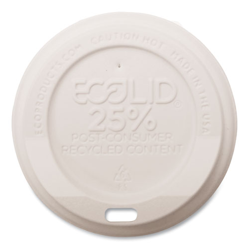 Image of Eco-Products® Ecolid 25% Recycled Content Hot Cup Lid, White, Fits 8 Oz Hot Cups, 100/Pack, 10 Packs/Carton