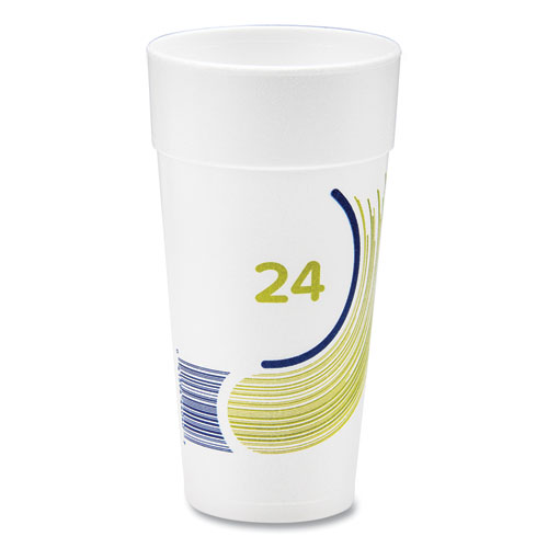Breeze Hot/Cold Insulated Foam Drinking Cups, 24 oz, Green/White/Blue, 500/Carton