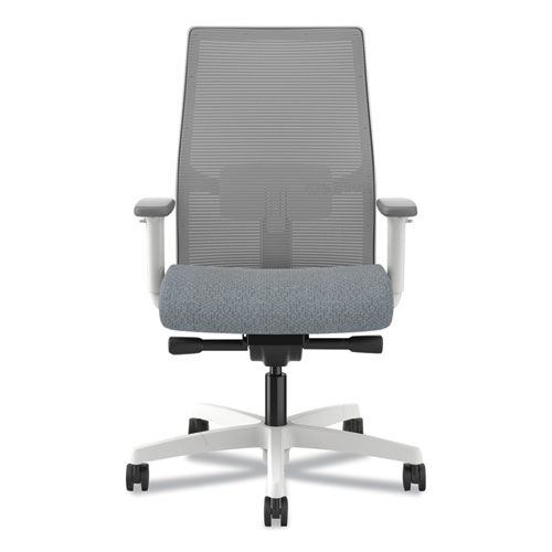 Image of Ignition 2.0 4-Way Stretch Mid-Back Mesh Task Chair, 17" to 21" Seat Height, Basalt Seat, Fog Back, Designer White Base