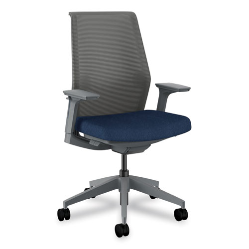 Image of Cipher Mesh Back Task Chair, Supports 300 lb, 15" to 20" Seat Height, Navy Seat, Charcoal Back/Base, Ships in 7-10 Bus Days