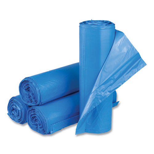 High-Density Commercial Can Liners, 60 gal, 18 mic, 40" x 48", Blue, 200/Carton