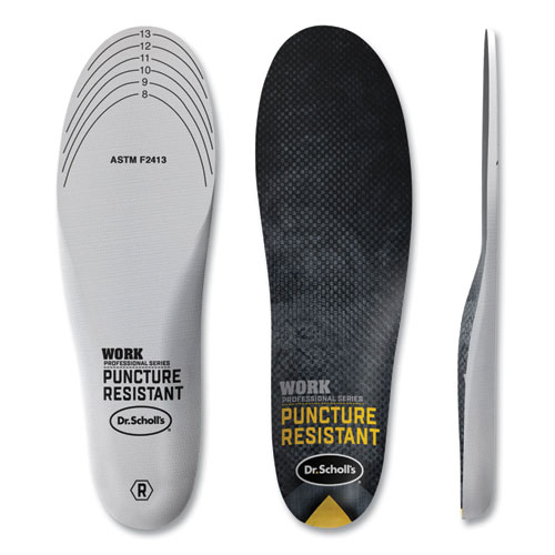 Professional Series Work Puncture Resistant Insoles for Men, Men's Size 8 to 14, Black