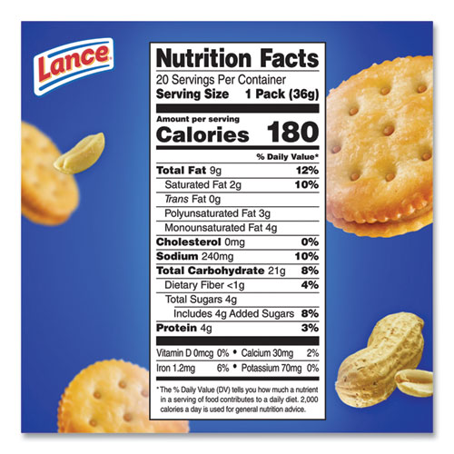 Toasty Crackers, Peanut Butter, 1.25 oz Packet, 24/Box