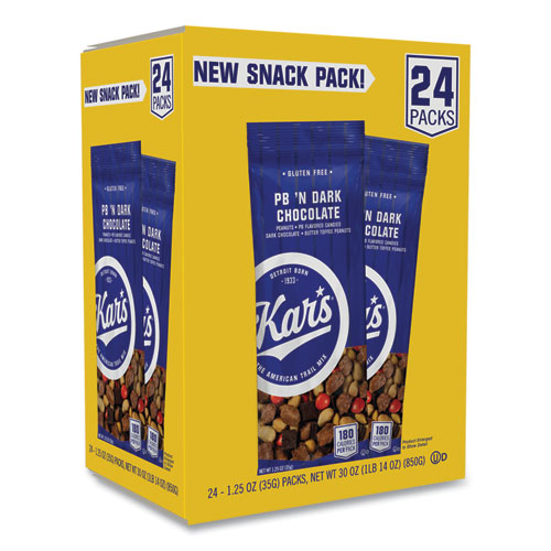 Image of Trail Mix, Dark Chocolate/Peanut Butter, 1.25 oz Packet, 24/Box