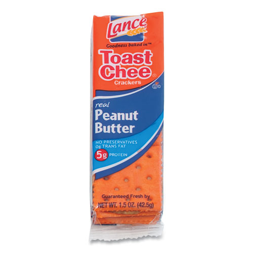 Toast Cheese Crackers, Peanut Butter, 1.5 oz Packet, 24/Box