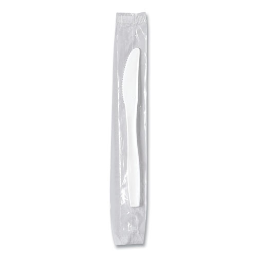 Regal Mediumweight Cutlery, Individually Wrapped, Knife, Plastic, White, 1,000/Carton