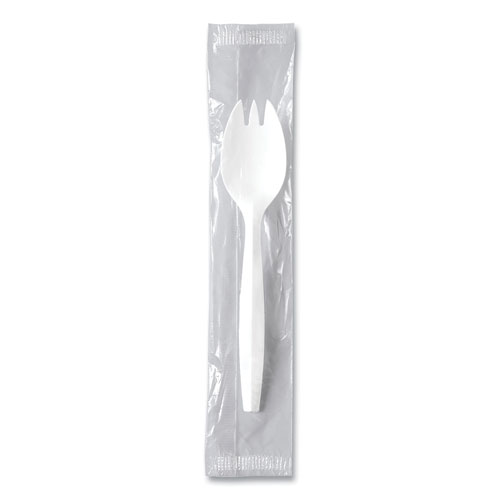 Regal Mediumweight Cutlery, Individually Wrapped, Spork, Plastic, White, 1,000/Carton