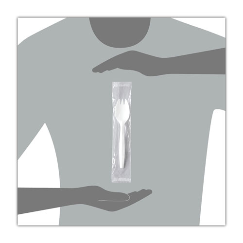 Regal Mediumweight Cutlery, Individually Wrapped, Spork, Plastic, White, 1,000/Carton