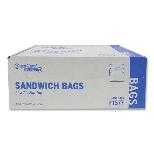 Flip Top Bag, 7" x 7", Clear, 2,000/Carton