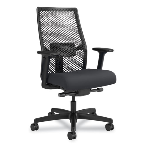 Ignition 2.0 ReActiv Mid-Back Task Chair, 17.25" to 21.75" Seat Height, Basalt Vinyl Seat, Charcoal Back, Black Base