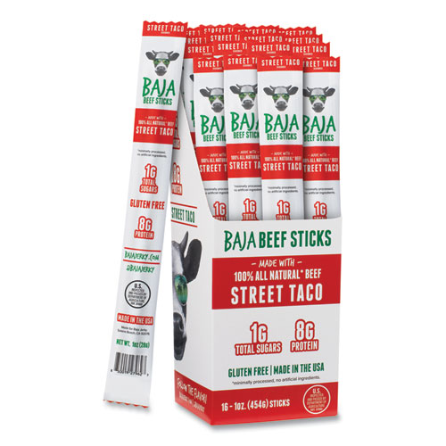 Beef Sticks, Street Taco, 1 oz Stick, 16/Pack, Ships in 1-3 Business Days