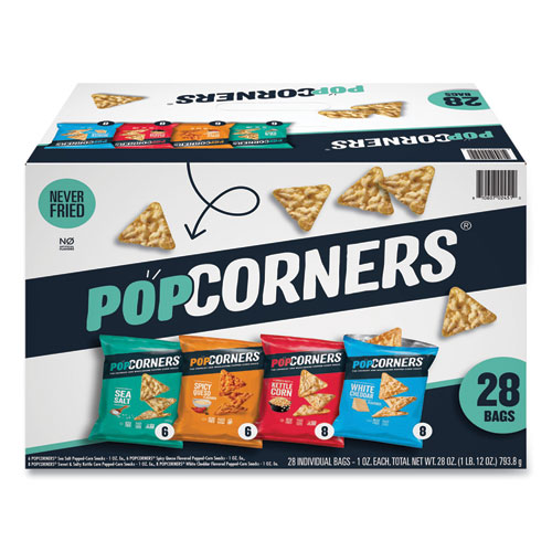 PopCorners® Popped Corn Chips Snacks Variety Pack, Assorted Flavors, 1 oz Bag, 28/Pack, Ships in 1-3 Business Days