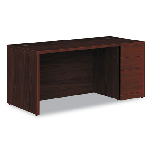 10500 Series Single Pedestal Desk, Right Pedestal: Box/Box/File, 66" x 30" x 29.5", Mahogany