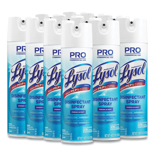 Image of Professional Lysol® Brand Disinfectant Spray, Fresh Scent, 19 Oz Aerosol Spray, 12/Carton