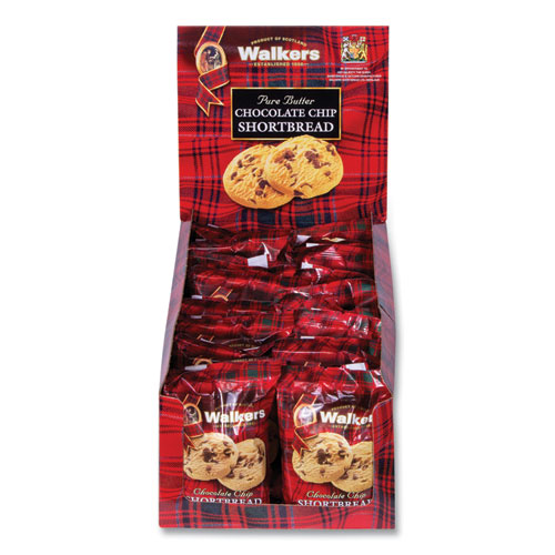 Image of Shortbread Cookies, Chocolate Chip, 1.4 oz Pack, 2/Pack, 20 Packs/Box