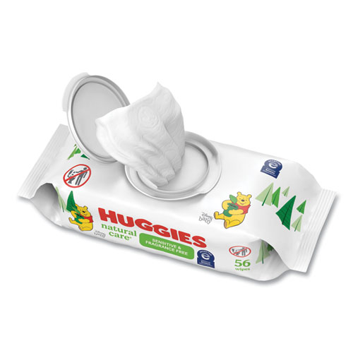 Image of Huggies® Natural Care Sensitive Baby Wipes, 1-Ply, 3.88 X 6.6, Unscented, White, 56/Pack, 8 Packs/Carton