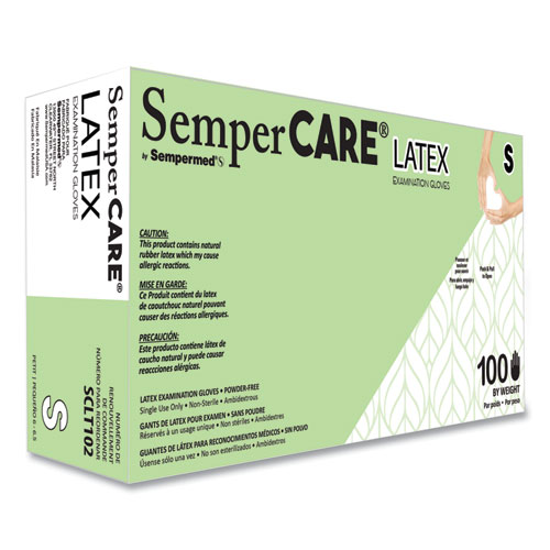 SemperCare® Latex Examination Gloves, Cream, Small, 100/Box, 10 Boxes/Carton