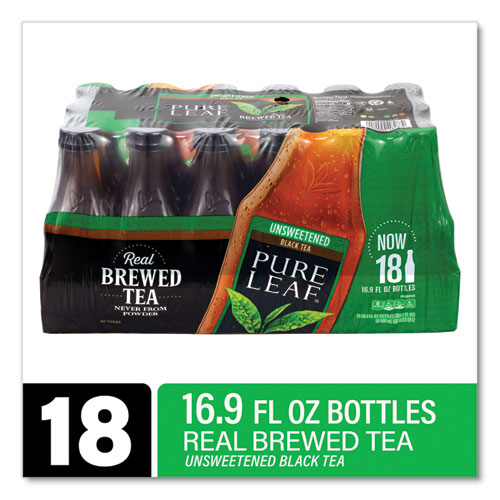 Pure Leaf Unsweetened Iced Black Tea, 16.9 oz Bottle, 18/Carton