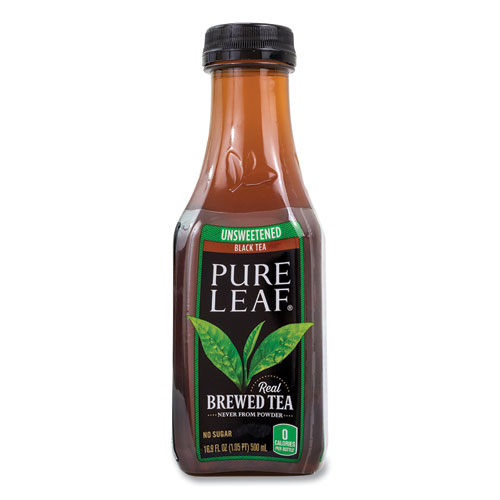 Pure Leaf Unsweetened Iced Black Tea, 16.9 oz Bottle, 18/Carton